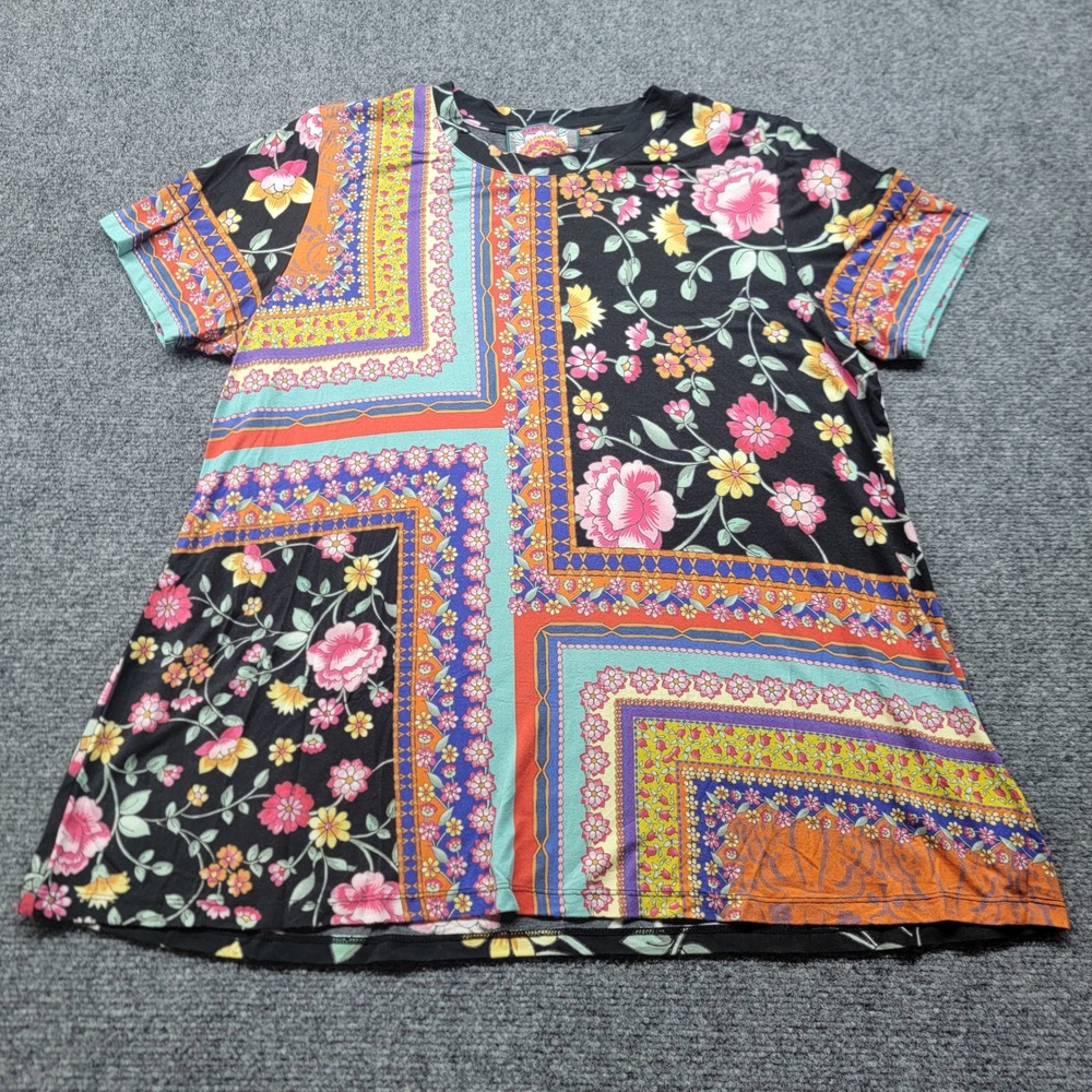 Johnny Was Los Angeles Lookout Favorite Tee Mixed Floral Bamboo Viscose Large